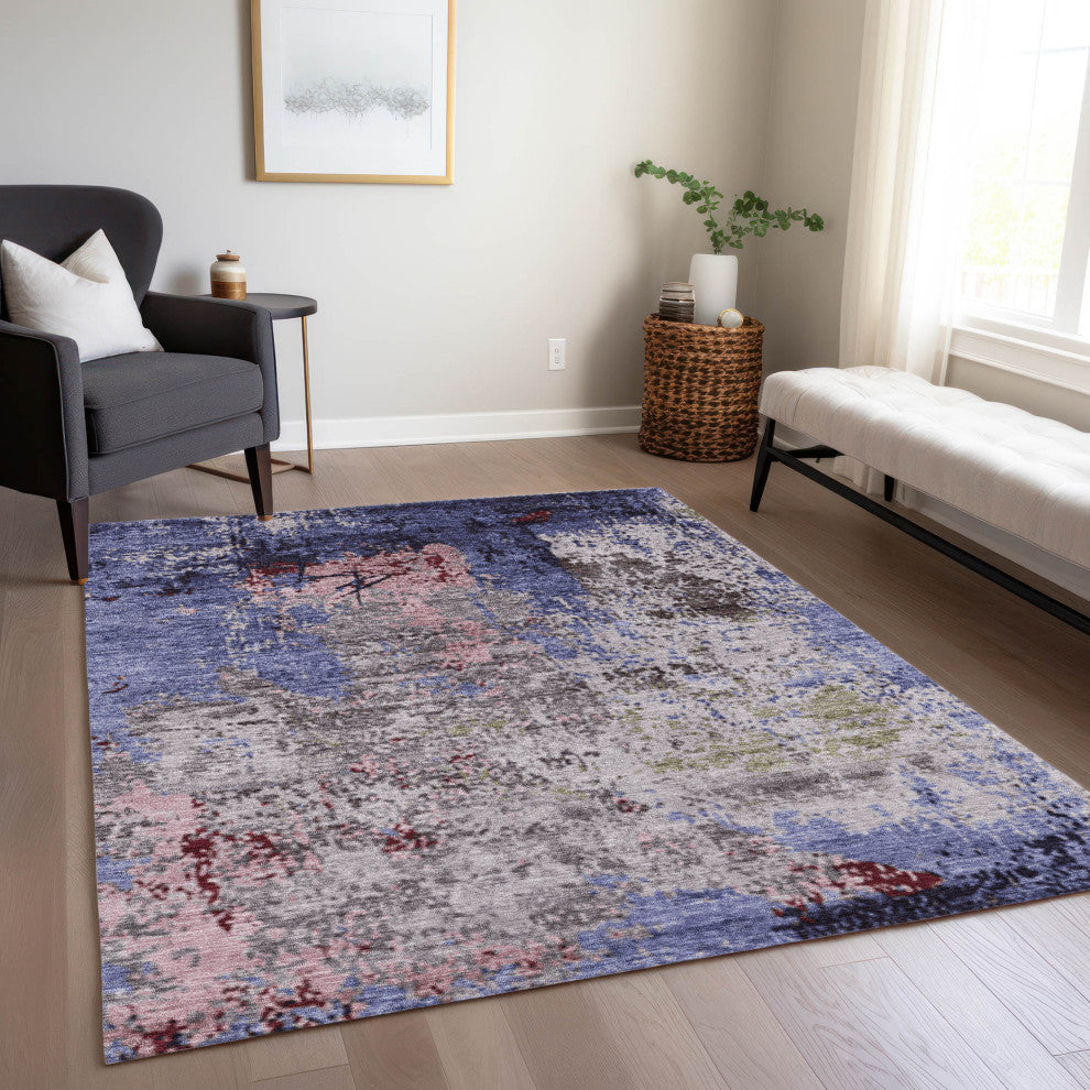 Machine Washable Indoor/Outdoor Chantille ACN1911 Plum 10' x 14' Rug