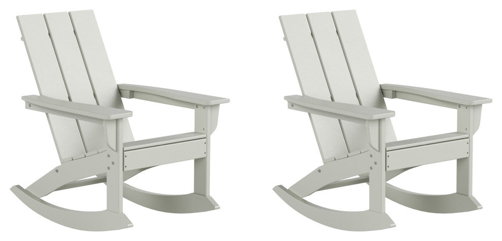 WestinTrends Set of 2 Modern Adirondack Outdoor Rocking Chairs, Sand