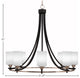 Paramount 8-Light Chandelier, Matte Black & Brushed Nickel, 4" White Muslin