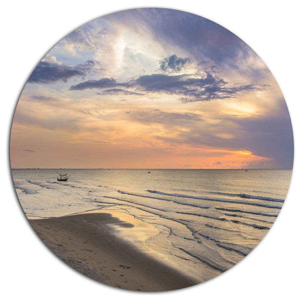 Calm Sunset In Thailand Beach, Landscape Round Wall Art, 23"