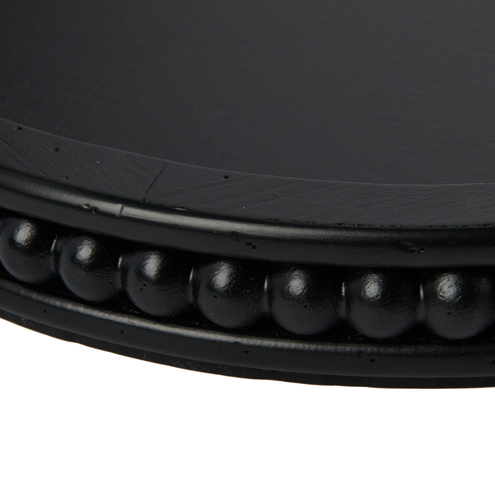 Farmhouse Decorative Round Wood Tray with Hobnail Edge, Black