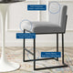 Indulge Channel Tufted Fabric Counter Stool, Light Gray