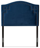 Royal Blue Velvet Fabric Upholstered Twin Size Headboard