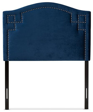 Royal Blue Velvet Fabric Upholstered Twin Size Headboard