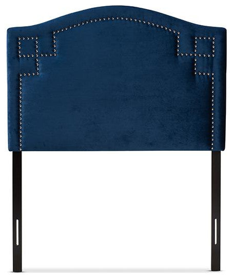 Royal Blue Velvet Fabric Upholstered Twin Size Headboard