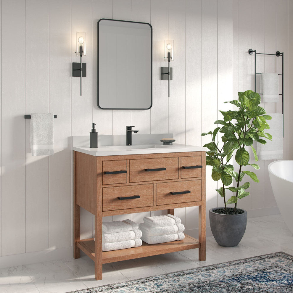 Adal Bath Vanity, Weathered Brown, 36", Single Sink, Freestanding