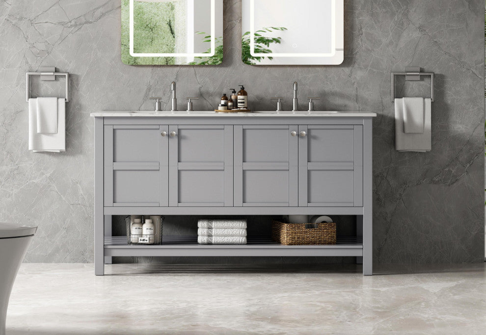Home Living 54" Double Bathroom Vanity, Grey