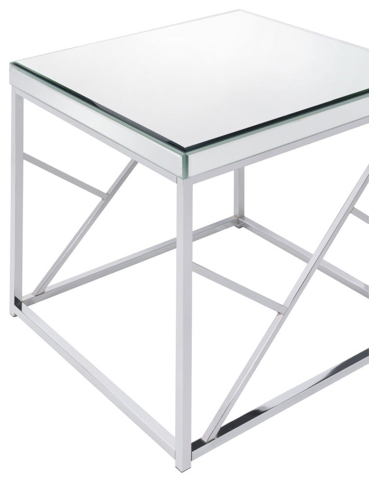 Evelyn Mirror Top End Table Chrome