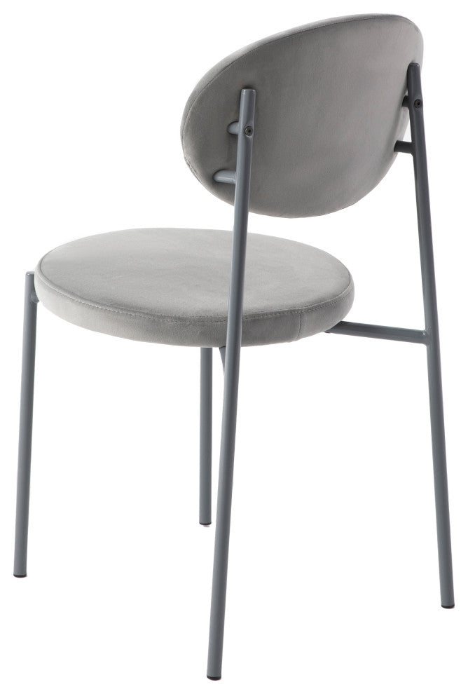 LeisureMod Euston Modern Velvet Dining Chair with Grey Steel Frame, Gray