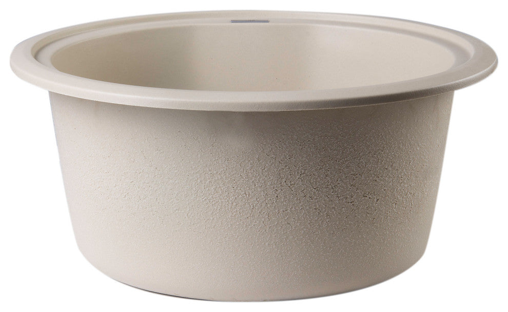 ALFI brand AB1717DI-B Biscuit 17" Drop-In Round Granite Kitchen Prep Sink