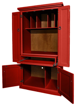 Rustic Two Tone Computer Armoire Desk, Persimmon Red