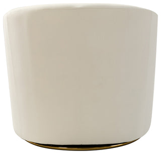 Upholstered Accent Comfy Swivel Chair With Metal Base, Ivory
