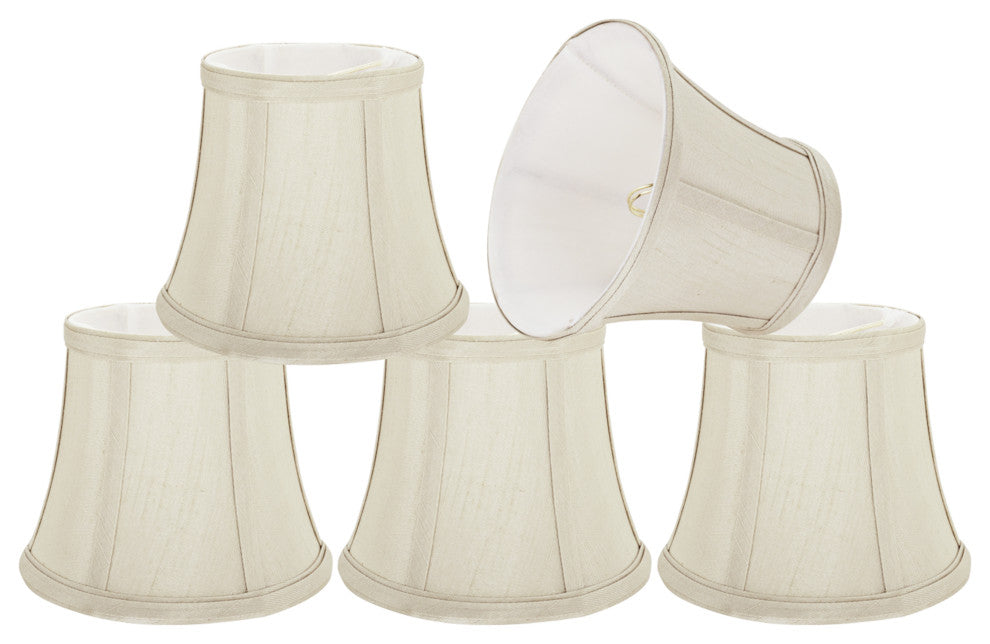 30392-5 Small Bell  Chandelier Clip On Lamp Shade Ivory 4"x6"x5"