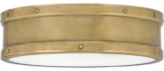 Quoizel QF5224 Ahoy 13"W LED Flush Mount Drum Ceiling Fixture - Weathered Brass