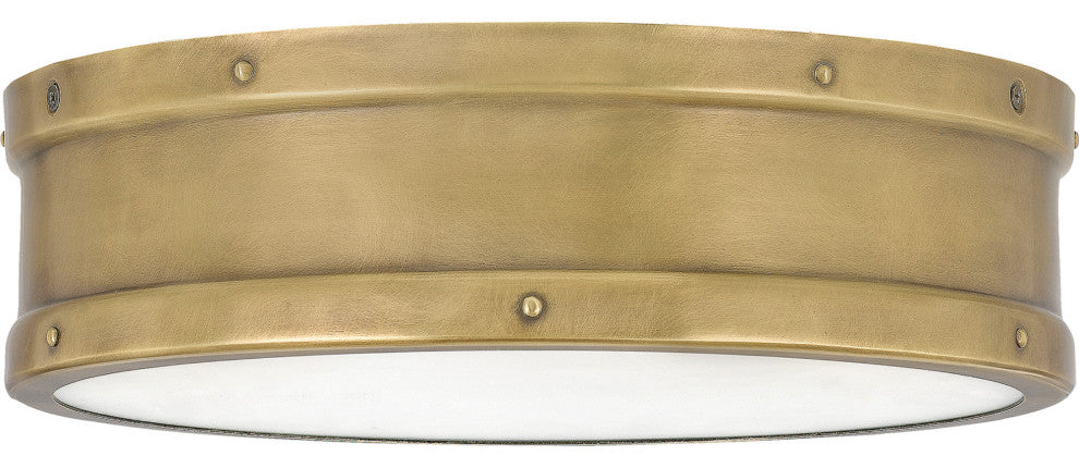 Quoizel QF5224 Ahoy 13"W LED Flush Mount Drum Ceiling Fixture - Weathered Brass