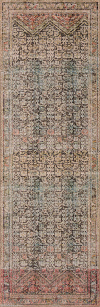 Printed Loren LQ-17 Charcoal/Multi Area Rug, 2'6"x7'6"