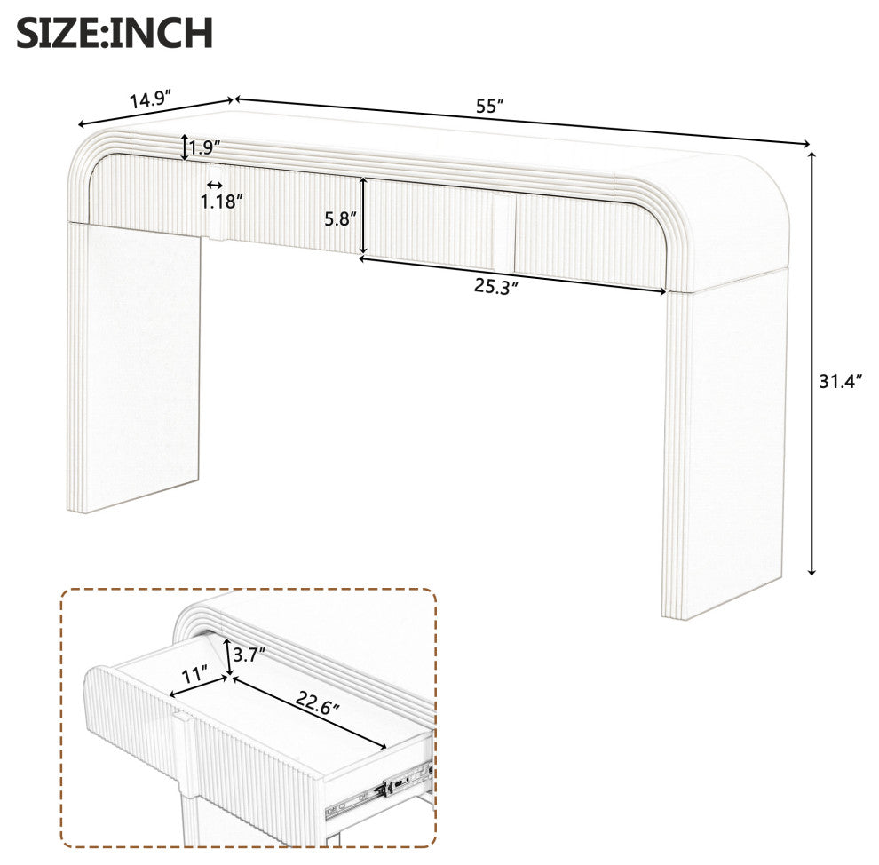 Gewnee Unique Modern Rounded Silhouette and Smooth Surface Console Table
