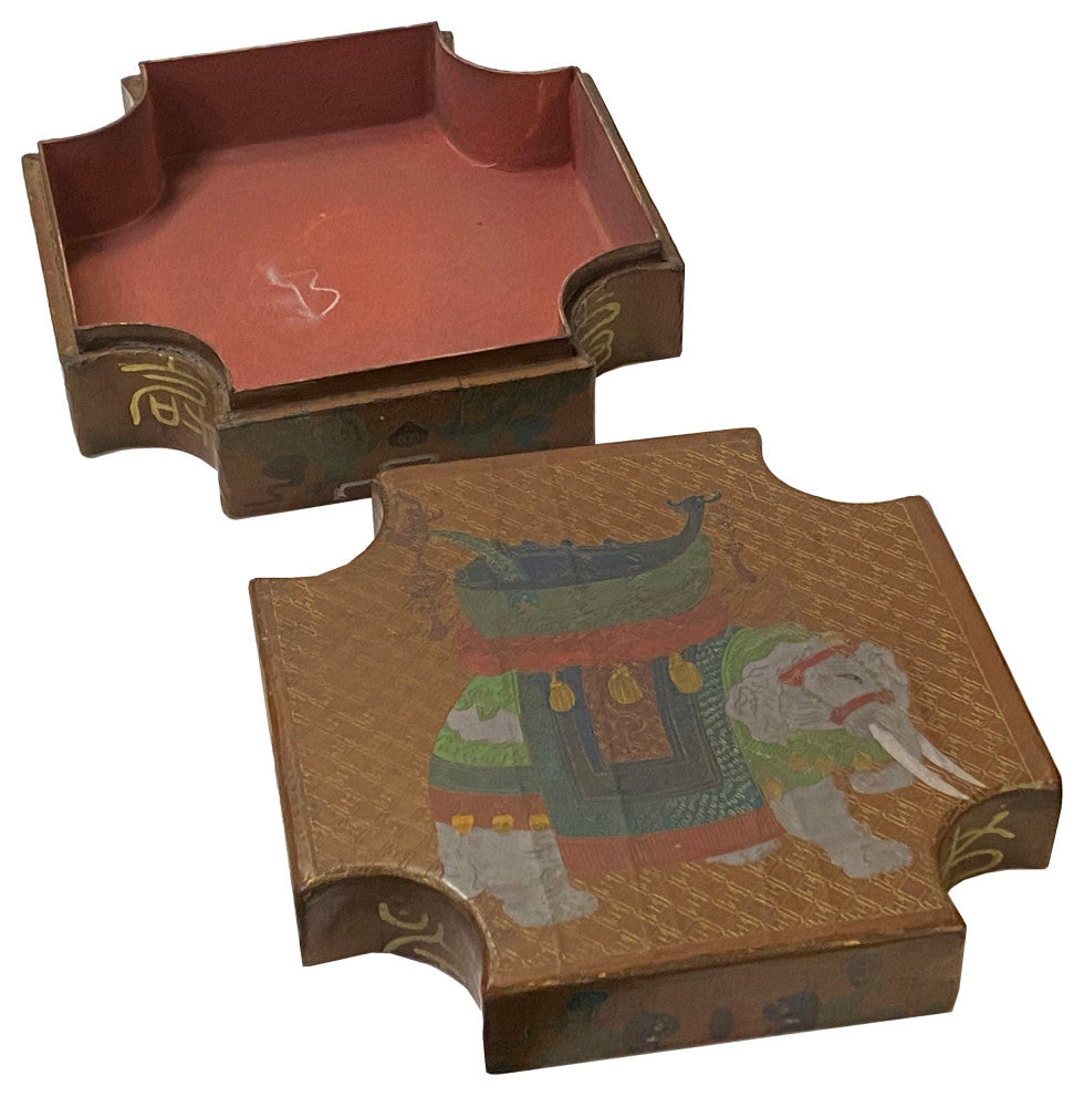 Chinese Light Copper Brown Elephant Graphic Box Hws1978