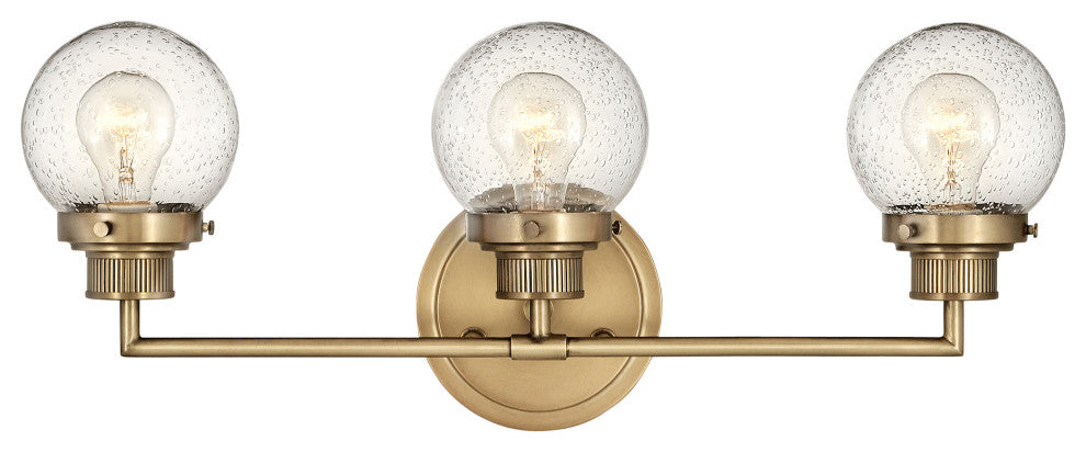 Hinkley Poppy Medium Three Light Vanity, Heritage Brass