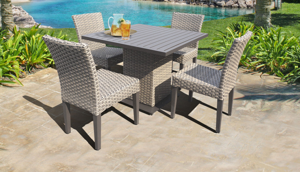 Florence Square Dining Table with 4 Chairs Grey Stone