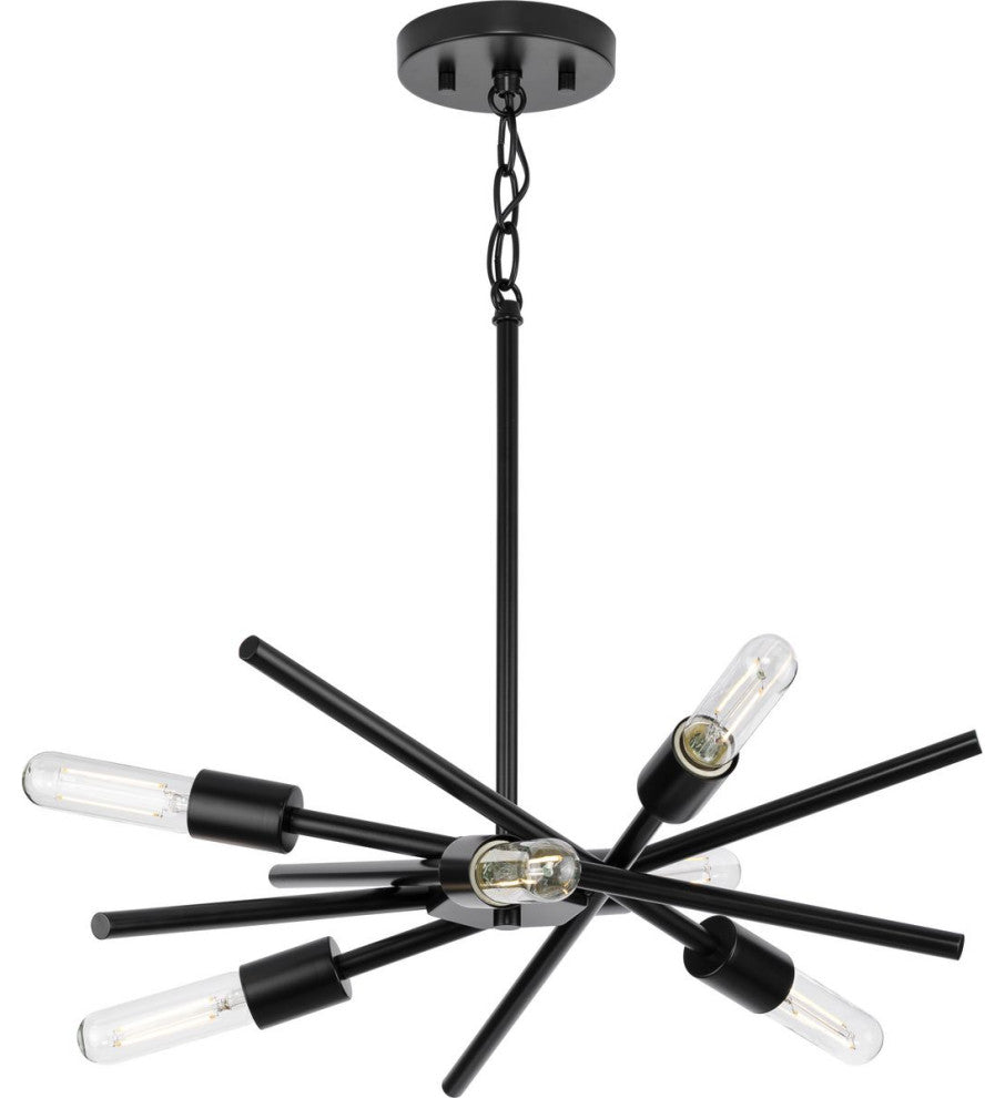 Astra Collection Six-Light 22" Matte Black Modern Chandelier