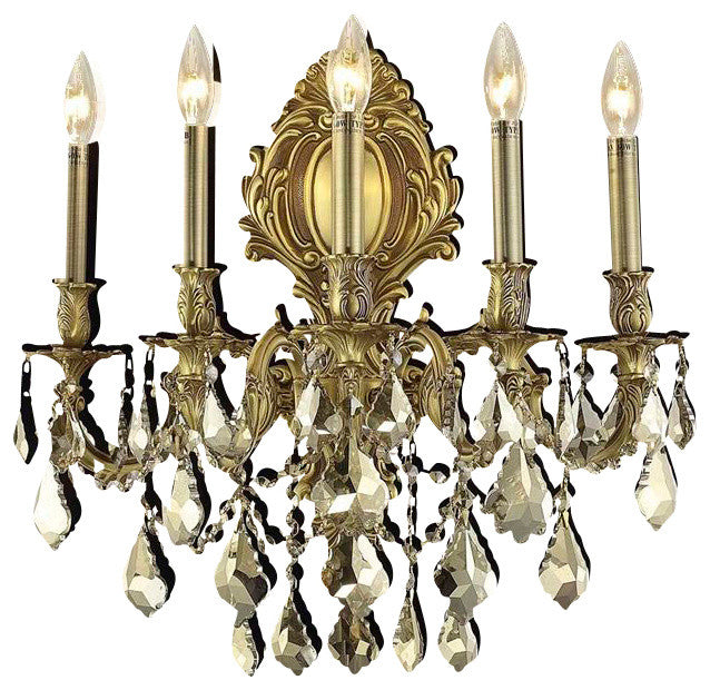 Elegant Monarch Wall Sconce, French Gold Finish With Royal Cut Crystal