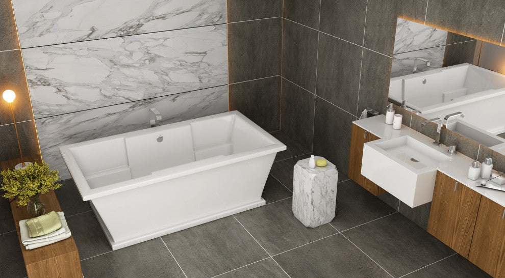 Malibu Brighton Rectangle Soaking Bathtub 66x36x22 White
