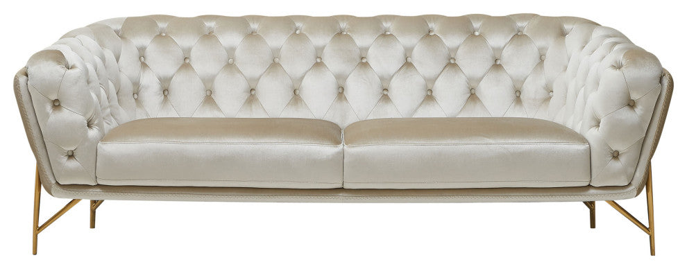 Divani Casa Stella Transitional Beige Velvet Sofa