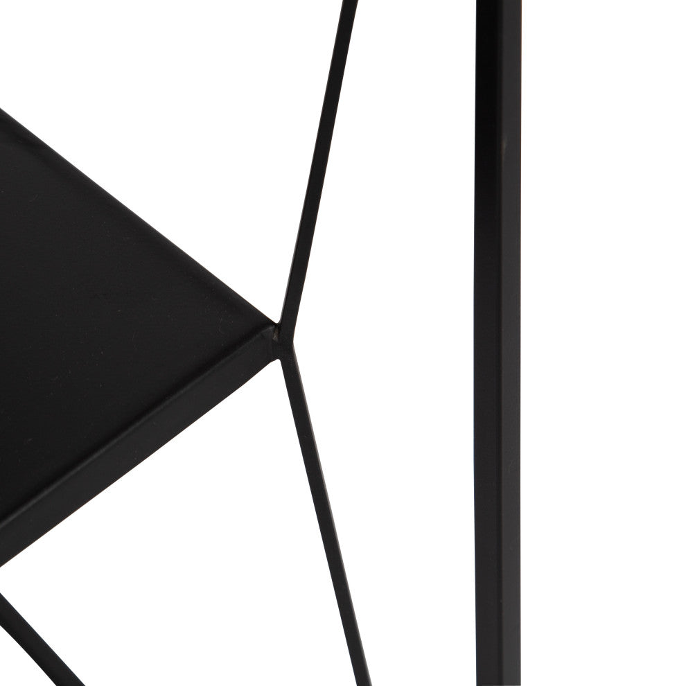 Knight Metal Glass Side Table, Black 12x12x24