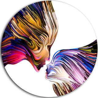 Metaphorical Mind Painting, Contemporary Large Disc Metal Wall Art, 23"