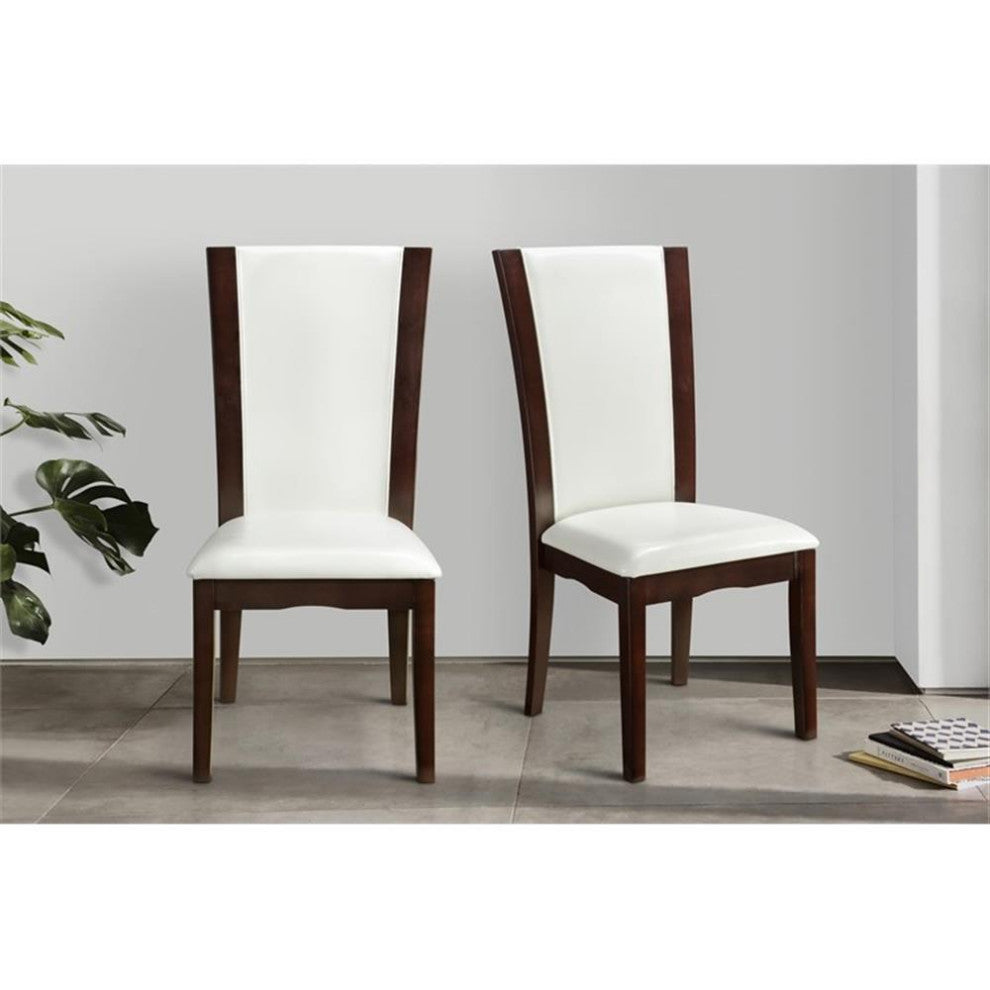 Lexicon Wood and Faux Leather Dining Room Side Chair in Espresso (Set of 2)