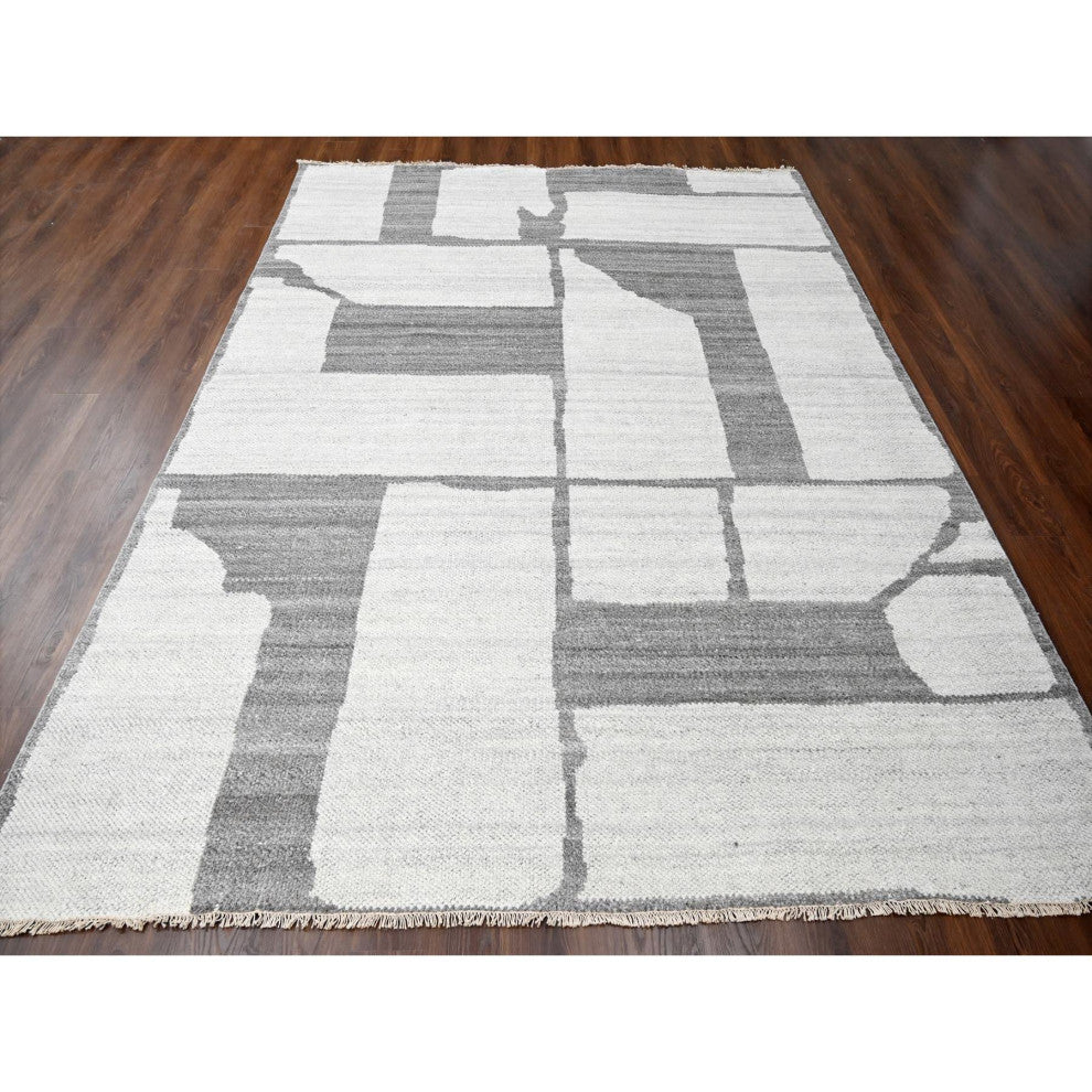 Grey Wool Hand knotted Natural Dyes Modern Oriental Rug 9' x 11'8"