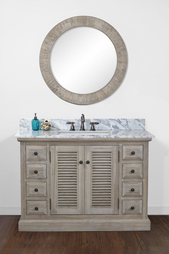 Marley Single-Sink Bathroom Vanity With Carrara White Marble Top, 48"