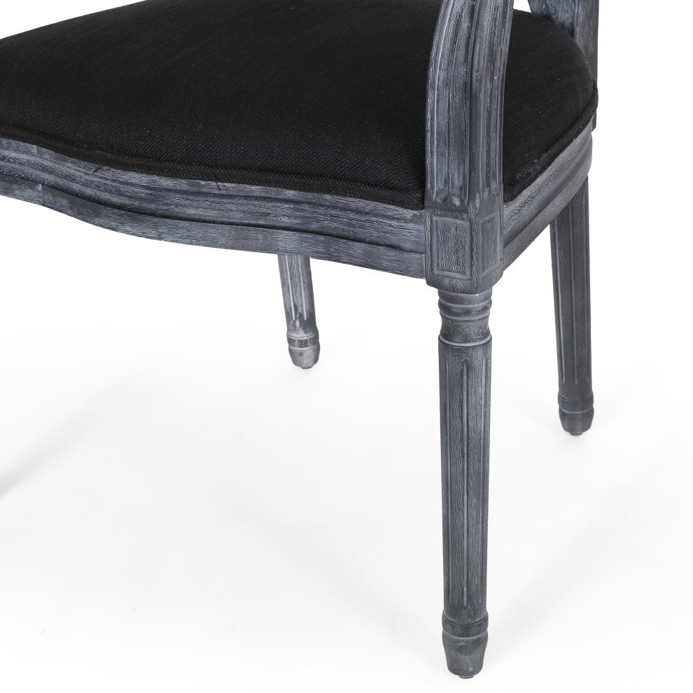 Comisky Fabric Upholstered Wood and Cane Expandable 7-Piece Dining Set, Gray/Black