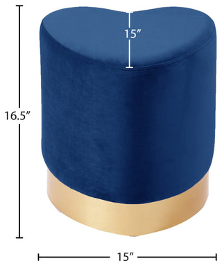 Heart Velvet Upholstered Ottoman/Stool, Navy