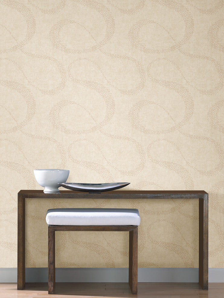 Swirl Cream Scroll Geometric Wallpaper Bolt