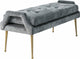 TOV Furniture Eileen Slub Velvet Grey Bench