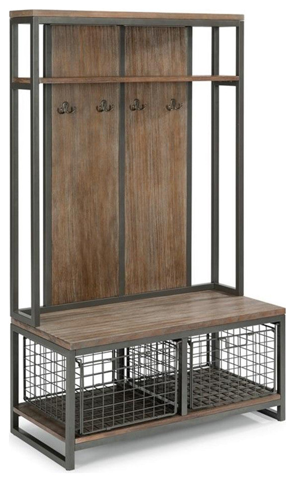Homestyles Barnside Wood Hall Tree in Gray