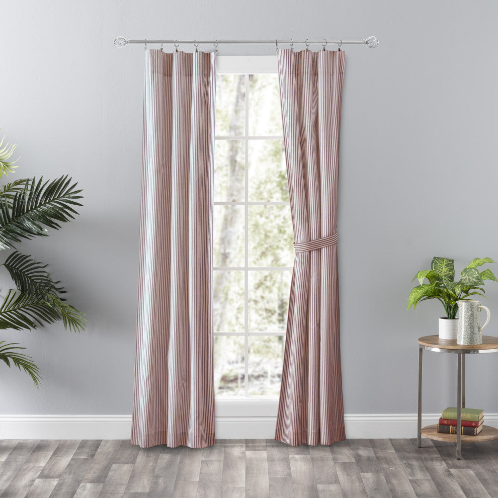 Plaza Stripe Tailored Panel Pair, Brick, 56"x84"