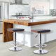 Miles Barstool, Chrome Finish With Walnut wood and Black Faux Leather