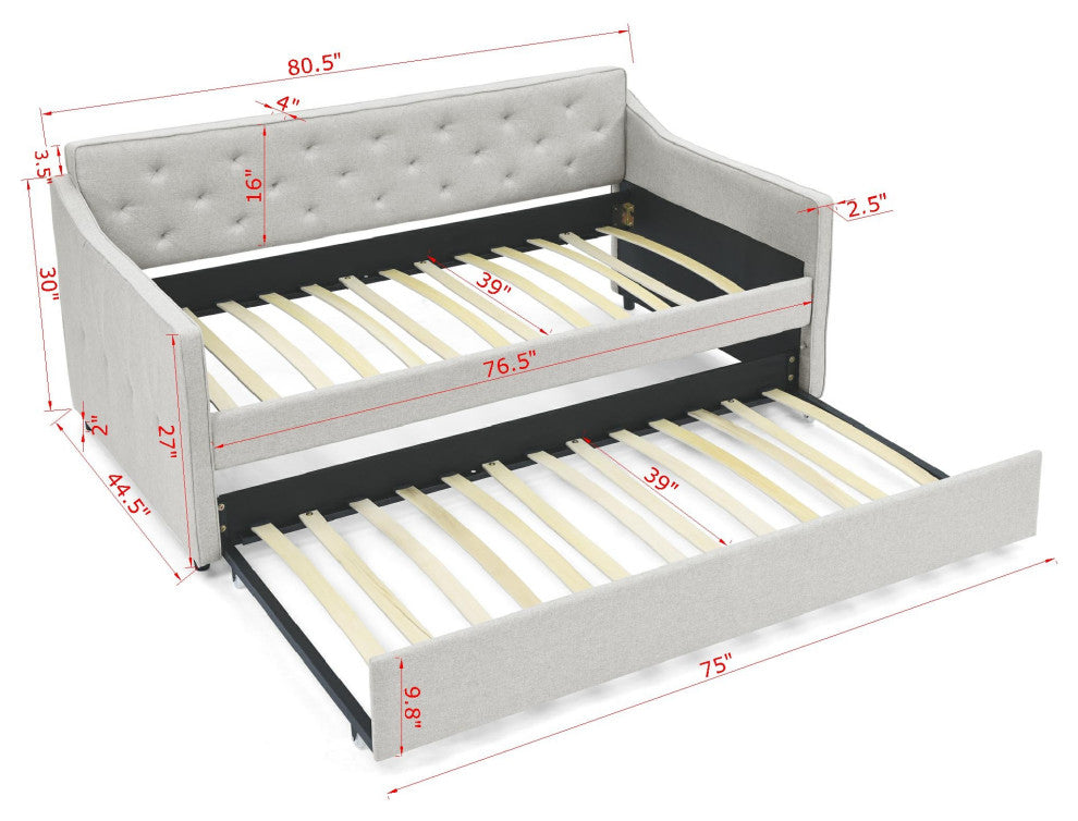 Gewnee Twin Size Daybed with Twin Size Trundle