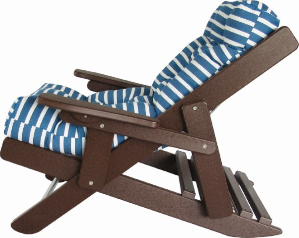 Folding and Reclining Siesta Chair, Poly Lumber, Tudor Brown, Shore Regatta