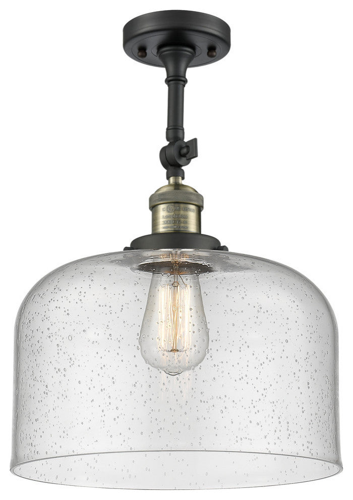 X-Large Bell 1-Light Semi-Flush Mount, Black Antique Brass, Seedy