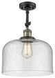 X-Large Bell 1-Light Semi-Flush Mount, Black Antique Brass, Seedy