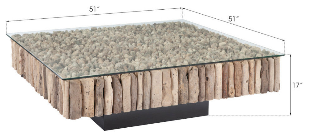 Manhattan Coffee Table, Square, with Glass