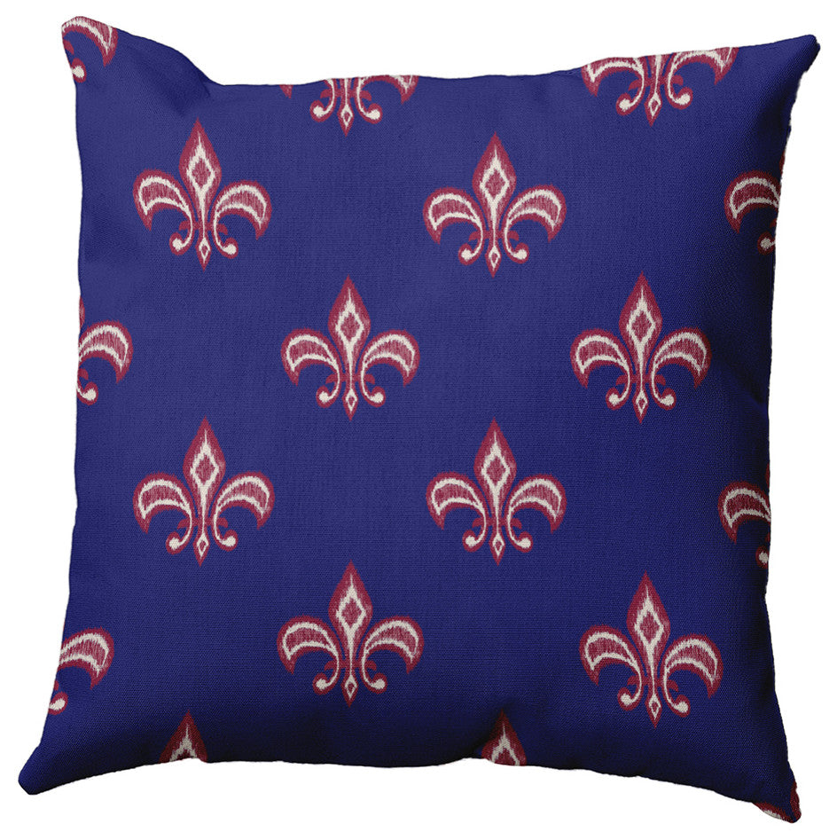 20" x 20" Fleur de Lis Decorative Throw Pillow, Indigo Blue