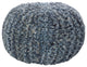 Denim Twisted Rope Pouf Ottoman, Navy Blue