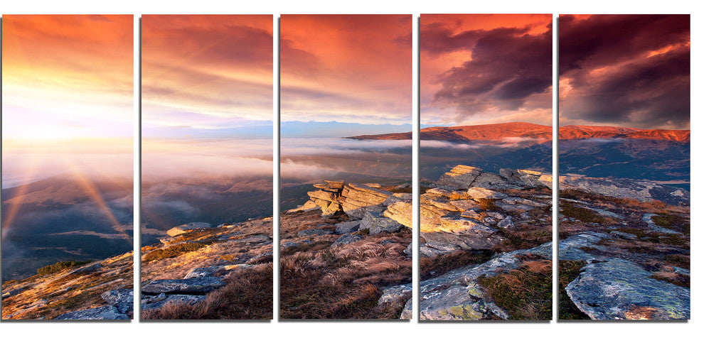 "Colorful Autumn Sky and Mountains" Landscape Photo Wall Art, 5 Panels, 60"x28"