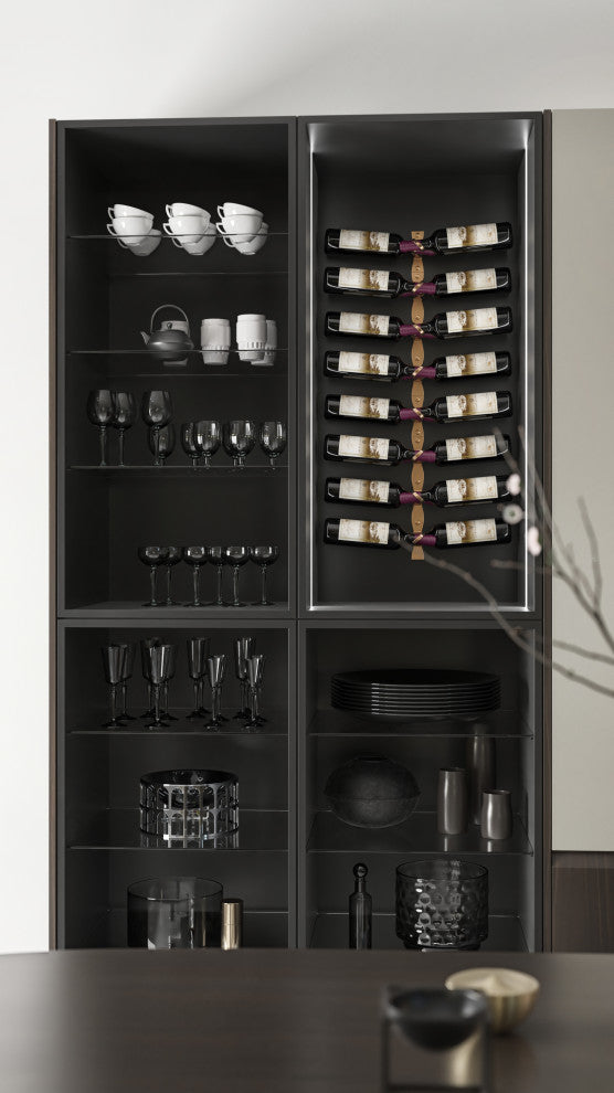 Helix Dual 15 (minimalist wall mounted metal wine rack), Matte Black