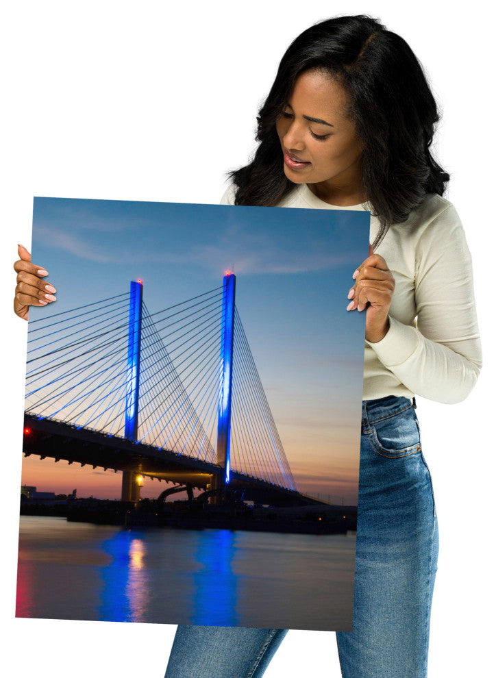 Indian River Inlet Bridge 2 Night Photography Unframed Wall Art Print, 16" X 20"